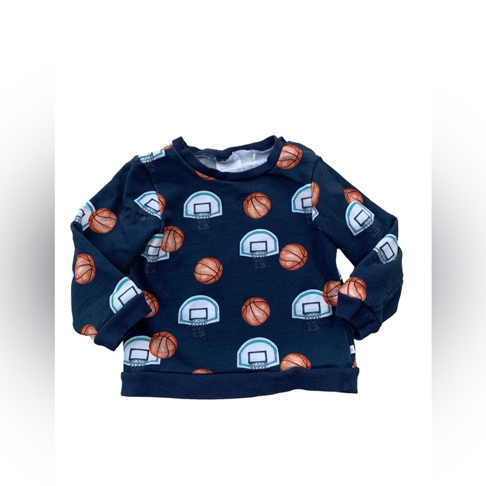 Posh Peanut Kids Size 4T Swish Basketball Print Crewneck Sweatshirt